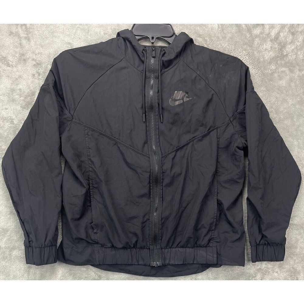 Nike Women's Windrunner Hooded Windbreaker Jacket Black Large Vented Sportswear